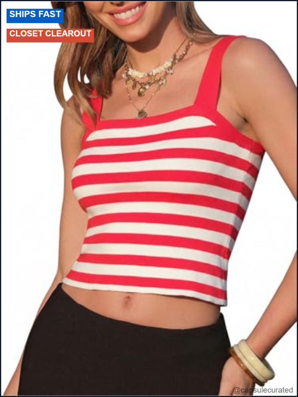 Faux Cashmere Crop Top Square Neck Camisole Striped Knit Tank Top Y2K Going Out